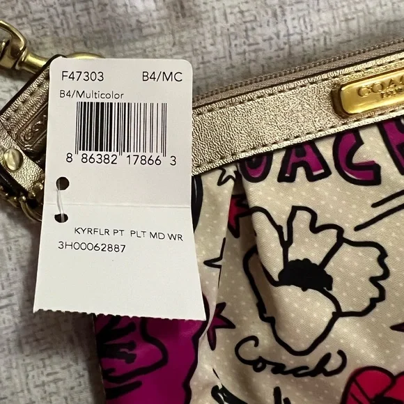 NWT Coach Poppy Kyra Wristlet in Beige/Pink Purple Floral Pattern - Picture 8 of 8
